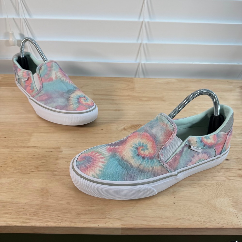 Vans Asher Sneakers Women's Multicolor Tie-Dye Slip On Skateboard Shoes - 10‎
